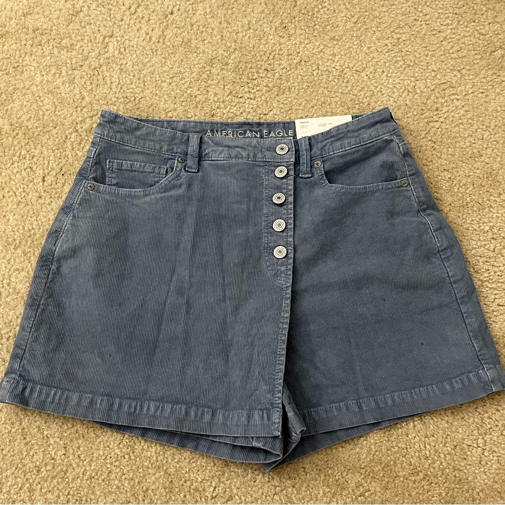 🌴American Eagle Dark Blue Corduroy Wrap Skort Size 10 NWT